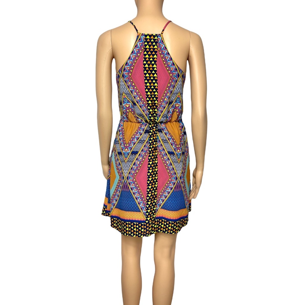 Gianni Bini Aztec A-line Halter Neck Spaghetti Strap Sleeveless Mini Sundress XS - Picture 2 of 7